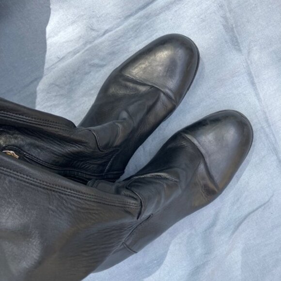Black PRADA Thigh-High Over the Knee Leather Flat Boots - Picture 7 of 10